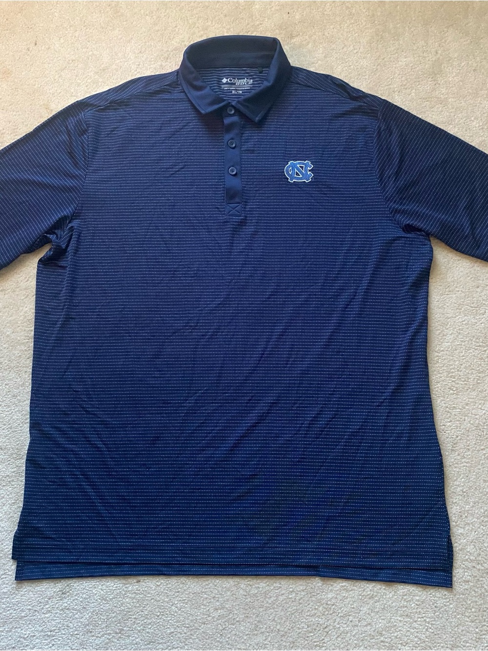 Men’s Columbia Golf Shirt UNC Tar Heels Carolina Blue White Stripe  XL X-Large - Picture 2 of 6